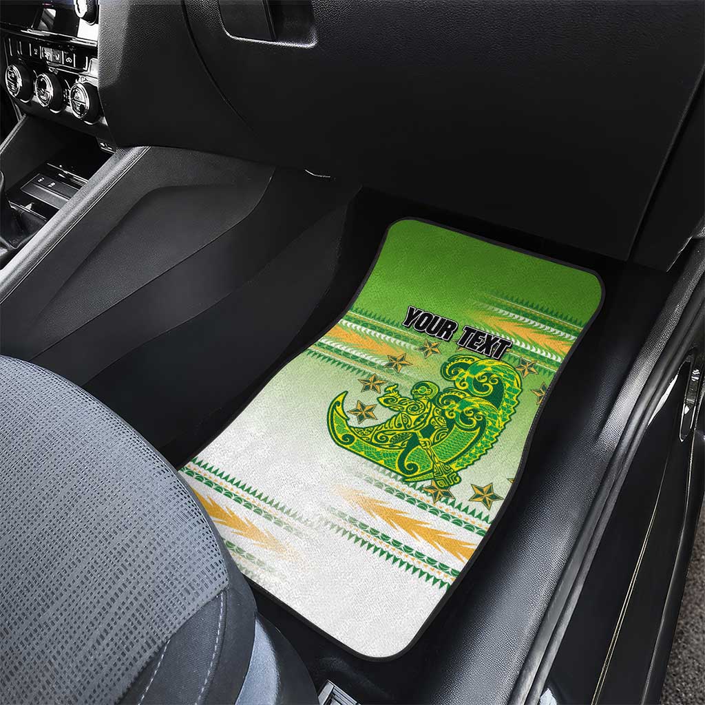 Personalised Cook Islands Va'a Race Car Mats Te Tatau Tattoos Sporty Style Green-White Color LT03 - Polynesian Pride