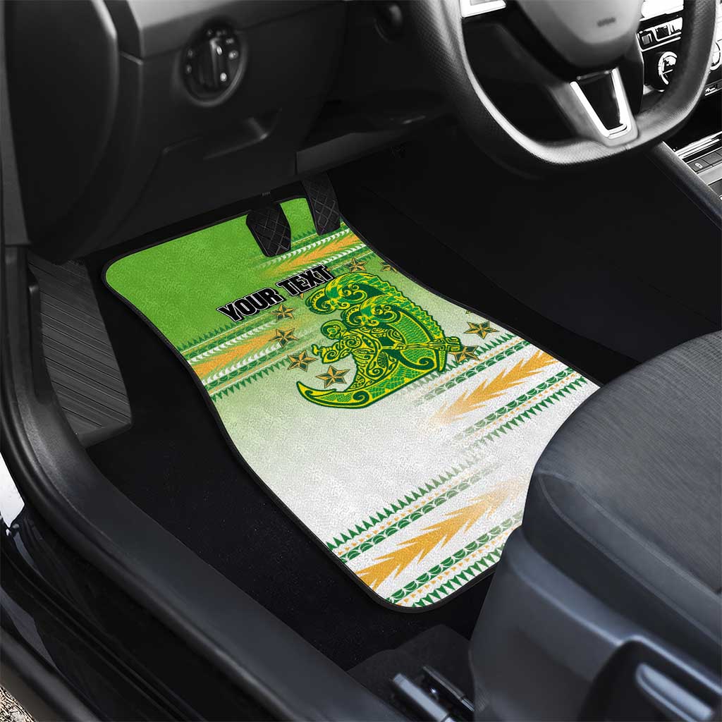 Personalised Cook Islands Va'a Race Car Mats Te Tatau Tattoos Sporty Style Green-White Color LT03 - Polynesian Pride