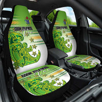 Cook Islands Va'a Race Car Seat Cover Te Tatau Tattoos Sporty Style Green-White Color LT03 One Size Green - Polynesian Pride