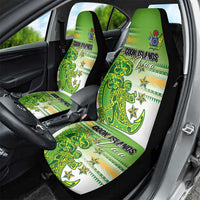 Cook Islands Va'a Race Car Seat Cover Te Tatau Tattoos Sporty Style Green-White Color LT03 - Polynesian Pride