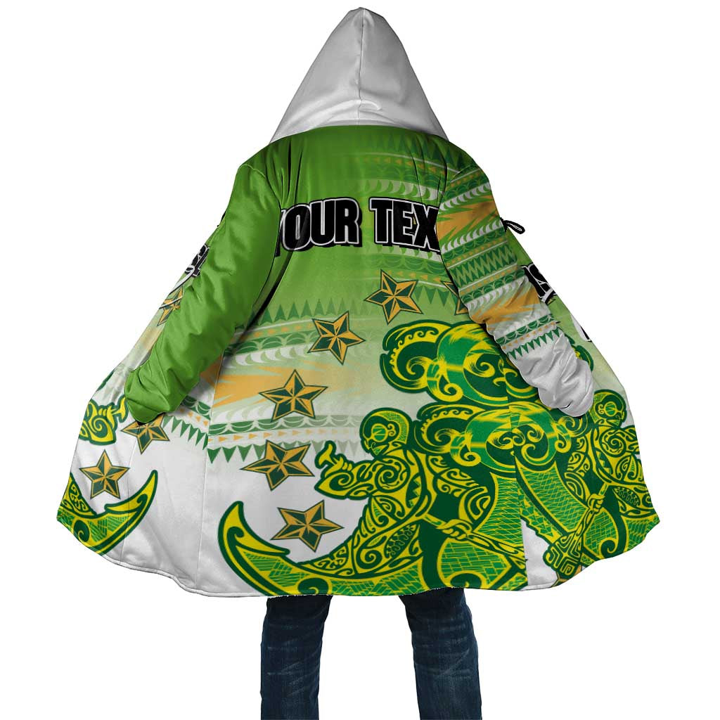 Personalised Cook Islands Va'a Race Cloak Te Tatau Tattoos Sporty Style Green-White Color LT03 Unisex Green - Polynesian Pride