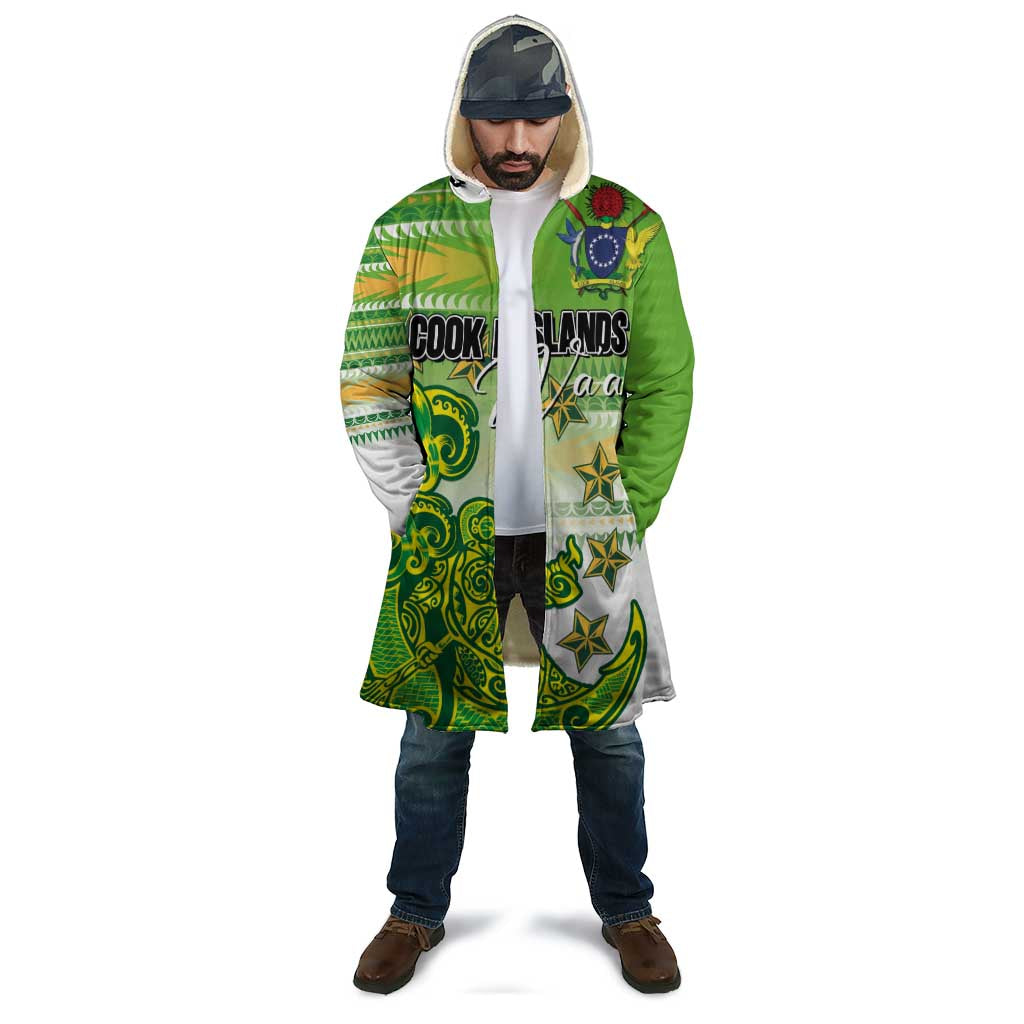 Personalised Cook Islands Va'a Race Cloak Te Tatau Tattoos Sporty Style Green-White Color LT03 - Polynesian Pride