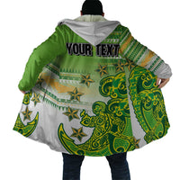 Personalised Cook Islands Va'a Race Cloak Te Tatau Tattoos Sporty Style Green-White Color LT03 - Polynesian Pride