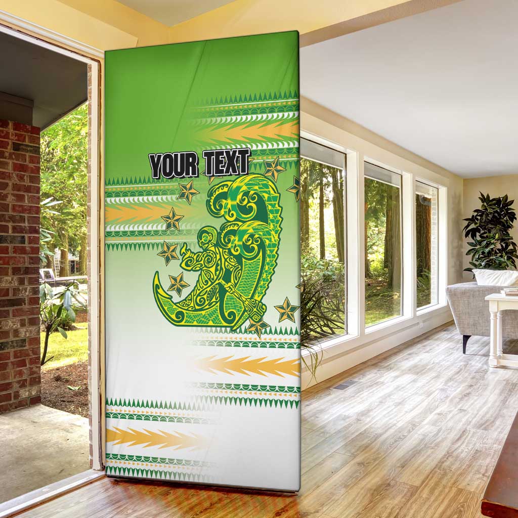 Personalised Cook Islands Va'a Race Door Cover Te Tatau Tattoos Sporty Style Green-White Color LT03 - Polynesian Pride
