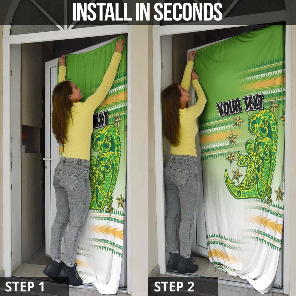 Personalised Cook Islands Va'a Race Door Cover Te Tatau Tattoos Sporty Style Green-White Color LT03 - Polynesian Pride