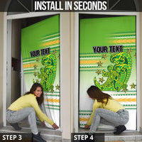 Personalised Cook Islands Va'a Race Door Cover Te Tatau Tattoos Sporty Style Green-White Color LT03 - Polynesian Pride