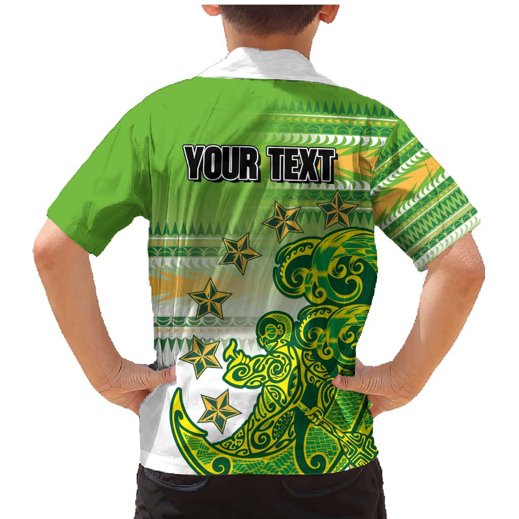 Personalised Cook Islands Va'a Race Family Matching Mermaid Dress and Hawaiian Shirt Te Tatau Tattoos Sporty Style Green-White Color LT03 - Polynesian Pride