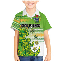 Personalised Cook Islands Va'a Race Family Matching Mermaid Dress and Hawaiian Shirt Te Tatau Tattoos Sporty Style Green-White Color LT03 Son's Shirt Green - Polynesian Pride