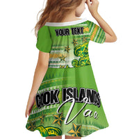 Personalised Cook Islands Va'a Race Family Matching Off Shoulder Maxi Dress and Hawaiian Shirt Te Tatau Tattoos Sporty Style Green-White Color LT03 - Polynesian Pride