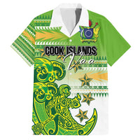 Personalised Cook Islands Va'a Race Family Matching Puletasi and Hawaiian Shirt Te Tatau Tattoos Sporty Style Green-White Color LT03 Dad's Shirt - Short Sleeve Green - Polynesian Pride
