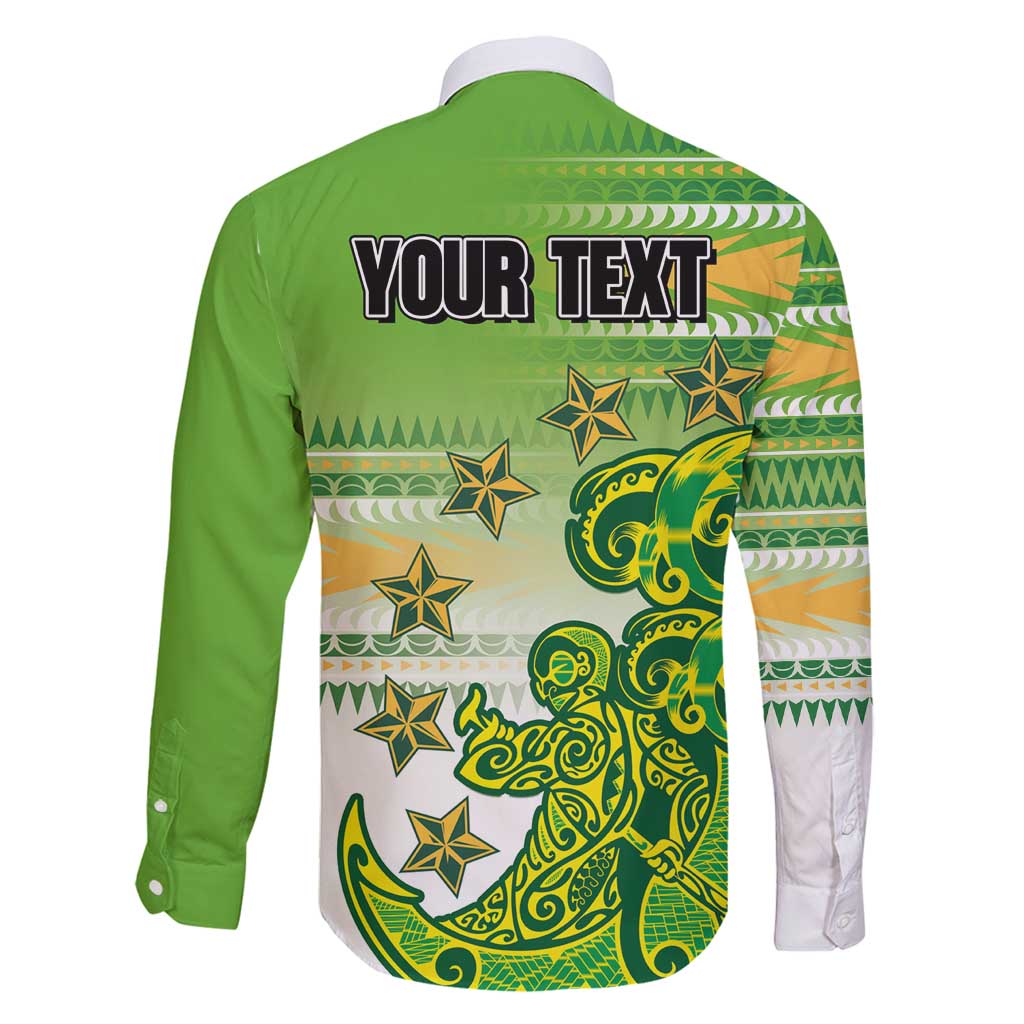 Personalised Cook Islands Va'a Race Family Matching Puletasi and Hawaiian Shirt Te Tatau Tattoos Sporty Style Green-White Color LT03 - Polynesian Pride