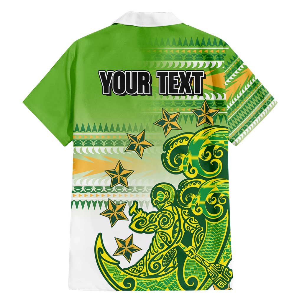 Personalised Cook Islands Va'a Race Family Matching Summer Maxi Dress and Hawaiian Shirt Te Tatau Tattoos Sporty Style Green-White Color LT03 - Polynesian Pride