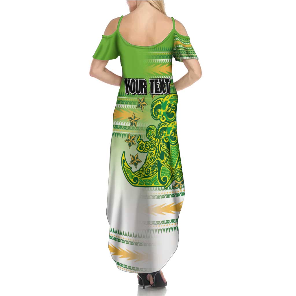 Personalised Cook Islands Va'a Race Family Matching Summer Maxi Dress and Hawaiian Shirt Te Tatau Tattoos Sporty Style Green-White Color LT03 - Polynesian Pride