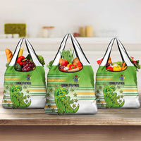 Cook Islands Va'a Race Grocery Bag Te Tatau Tattoos Sporty Style Green-White Color LT03 3-pack One Size Green - Polynesian Pride