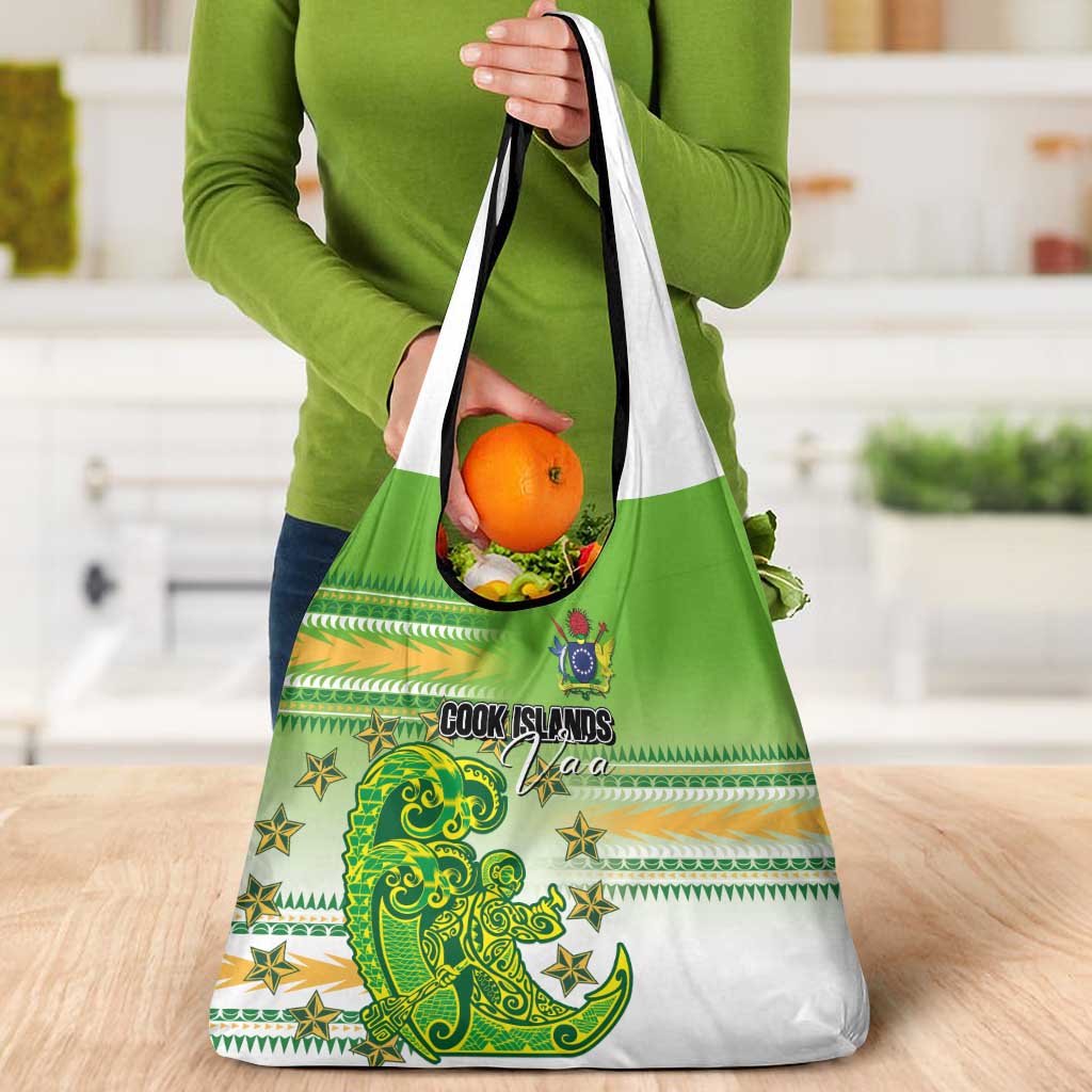 Cook Islands Va'a Race Grocery Bag Te Tatau Tattoos Sporty Style Green-White Color LT03 - Polynesian Pride