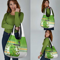 Cook Islands Va'a Race Grocery Bag Te Tatau Tattoos Sporty Style Green-White Color LT03 - Polynesian Pride