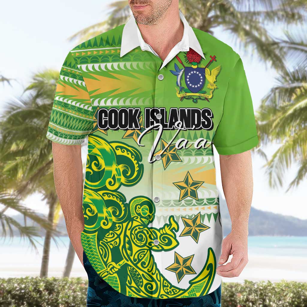 Personalised Cook Islands Va'a Race Hawaiian Shirt Te Tatau Tattoos Sporty Style Green-White Color LT03 - Polynesian Pride