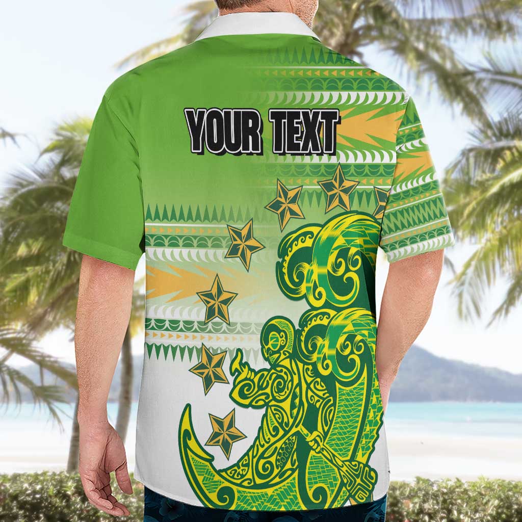 Personalised Cook Islands Va'a Race Hawaiian Shirt Te Tatau Tattoos Sporty Style Green-White Color LT03 - Polynesian Pride