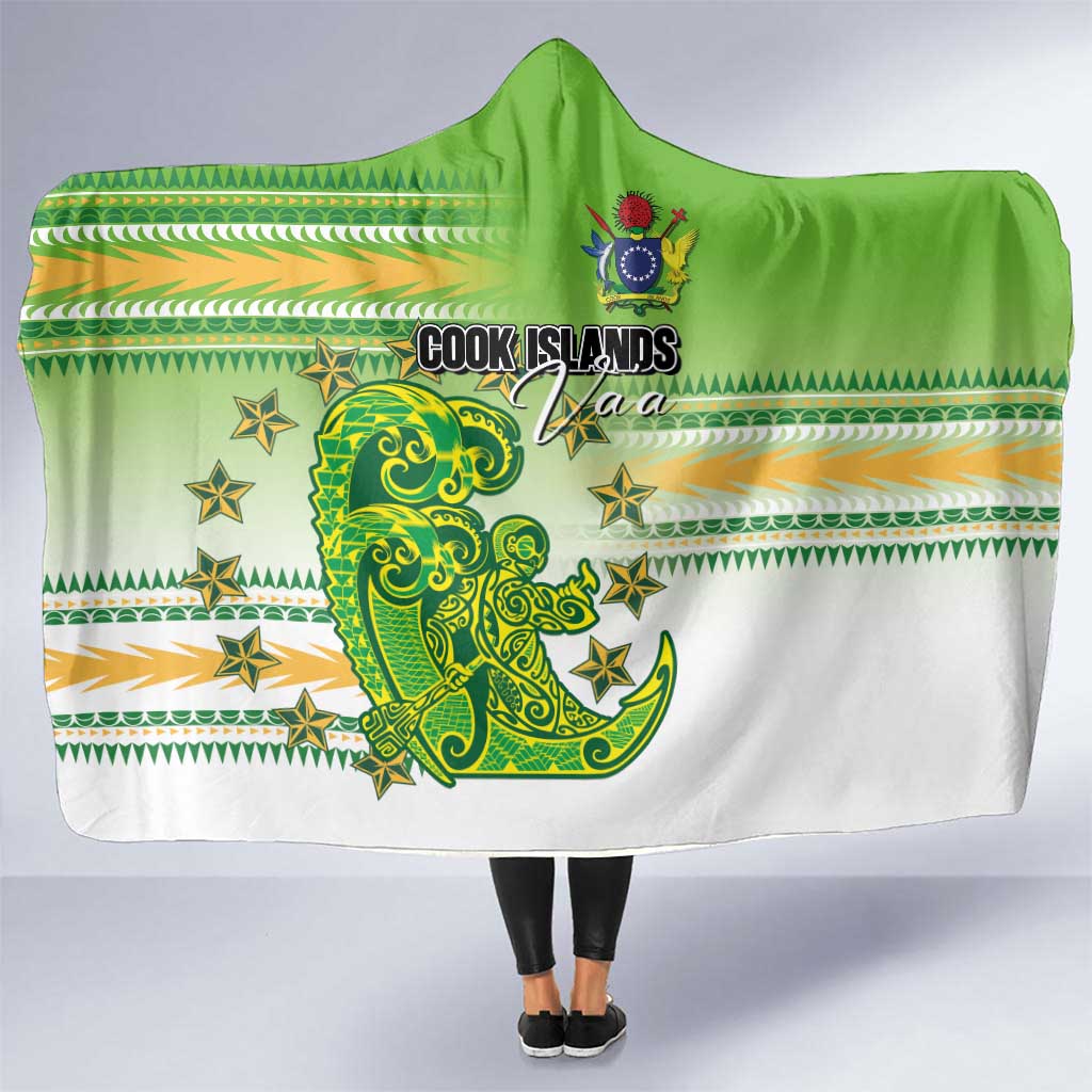 Cook Islands Va'a Race Hooded Blanket Te Tatau Tattoos Sporty Style Green-White Color LT03 One Size Green - Polynesian Pride