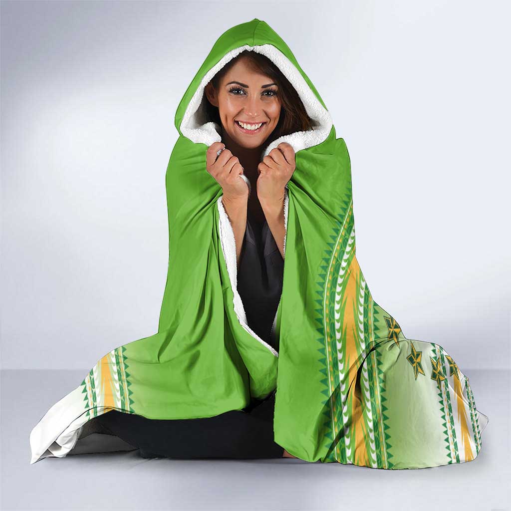 Cook Islands Va'a Race Hooded Blanket Te Tatau Tattoos Sporty Style Green-White Color LT03 - Polynesian Pride