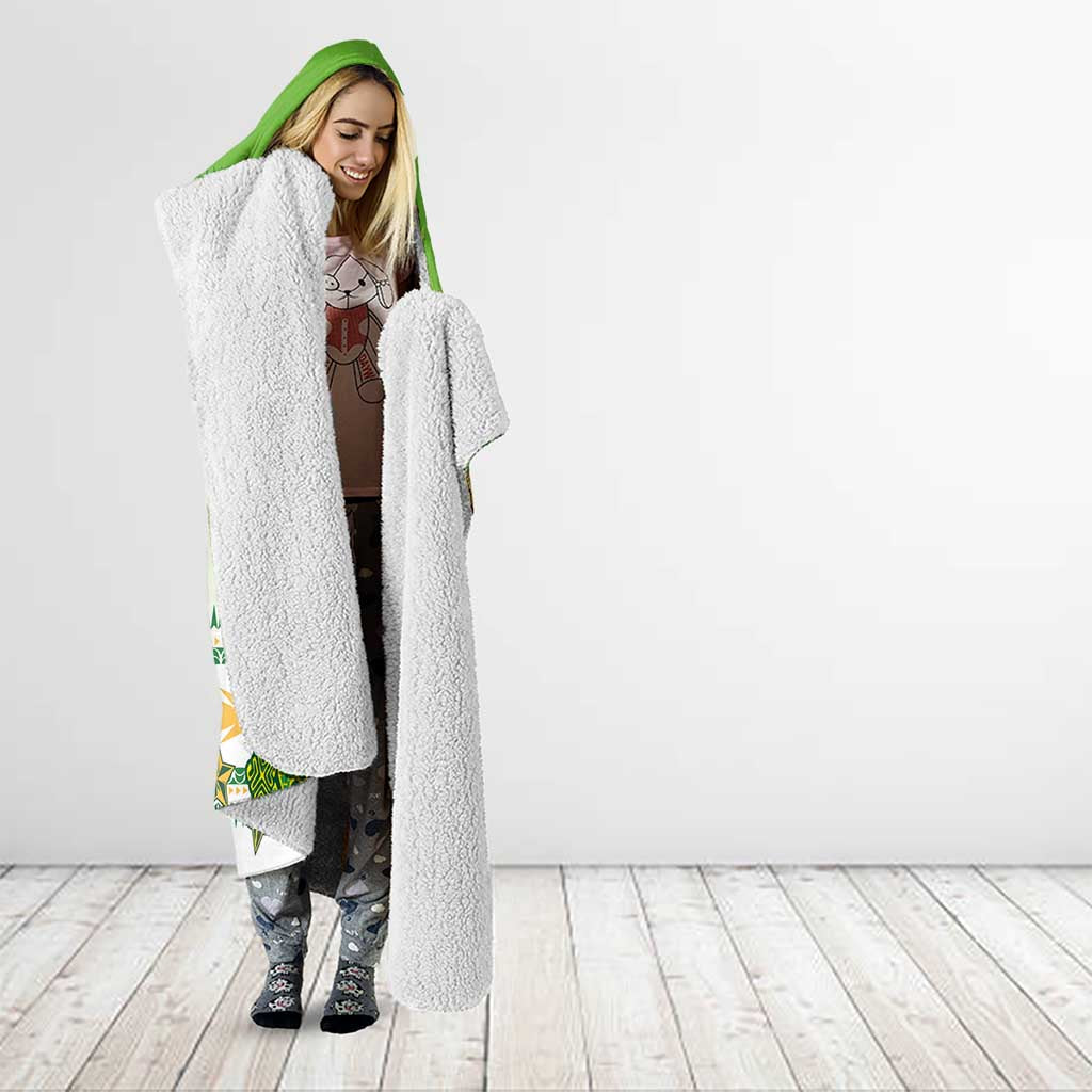 Cook Islands Va'a Race Hooded Blanket Te Tatau Tattoos Sporty Style Green-White Color LT03 - Polynesian Pride