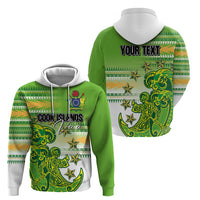Personalised Cook Islands Va'a Race Hoodie Te Tatau Tattoos Sporty Style Green-White Color LT03 - Polynesian Pride