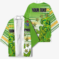 Personalised Cook Islands Va'a Race Kimono Te Tatau Tattoos Sporty Style Green-White Color LT03 - Polynesian Pride