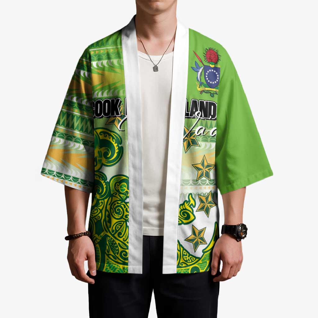 Personalised Cook Islands Va'a Race Kimono Te Tatau Tattoos Sporty Style Green-White Color LT03 - Polynesian Pride