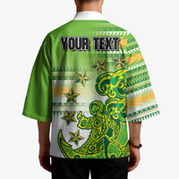 Personalised Cook Islands Va'a Race Kimono Te Tatau Tattoos Sporty Style Green-White Color LT03 - Polynesian Pride