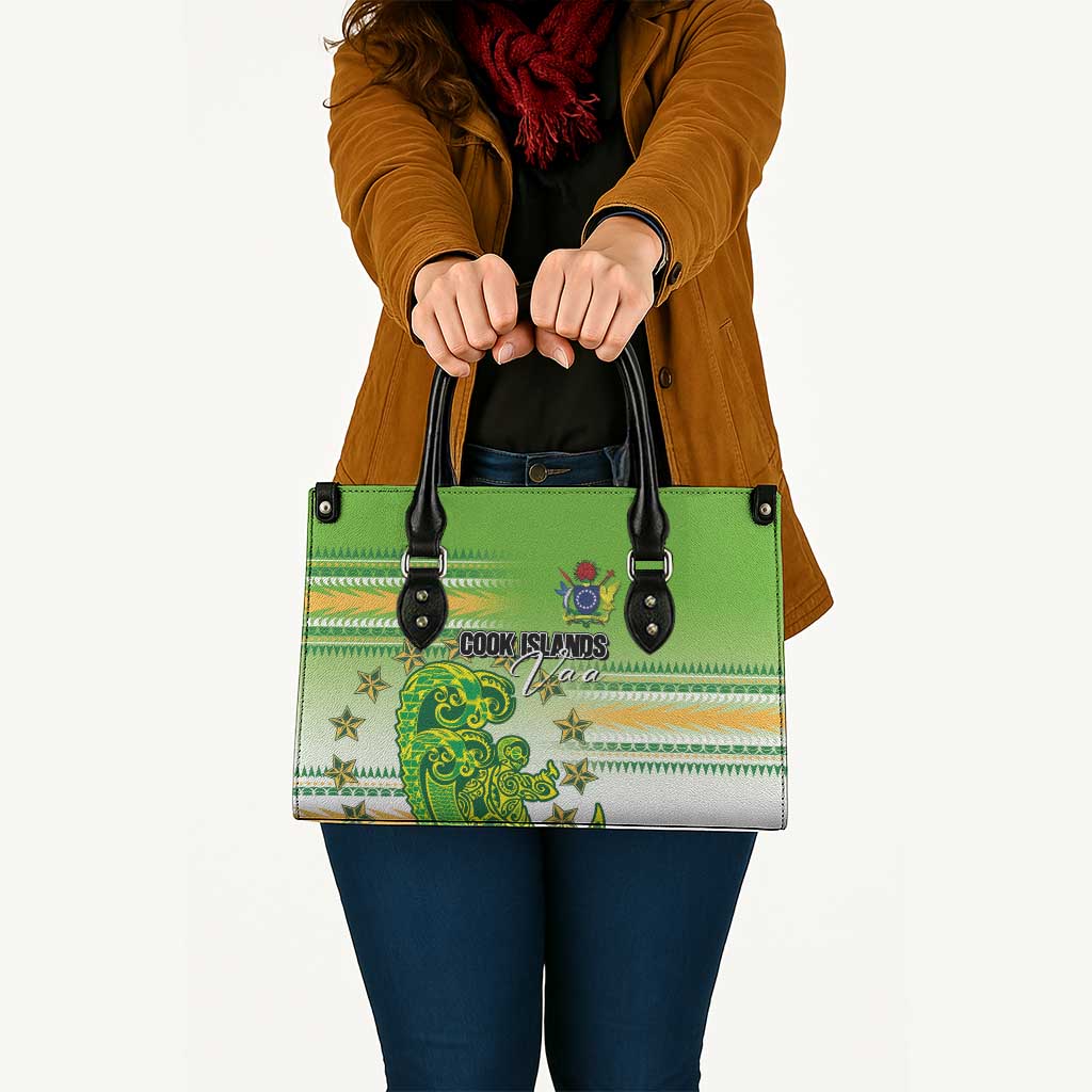 Cook Islands Va'a Race Leather Bag Te Tatau Tattoos Sporty Style Green-White Color LT03 - Polynesian Pride