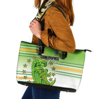 Cook Islands Va'a Race Leather Tote Bag Te Tatau Tattoos Sporty Style Green-White Color LT03 Green - Polynesian Pride