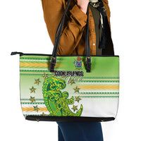 Cook Islands Va'a Race Leather Tote Bag Te Tatau Tattoos Sporty Style Green-White Color LT03 - Polynesian Pride