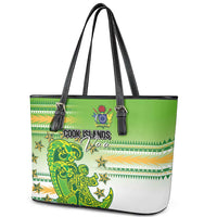 Cook Islands Va'a Race Leather Tote Bag Te Tatau Tattoos Sporty Style Green-White Color LT03 - Polynesian Pride