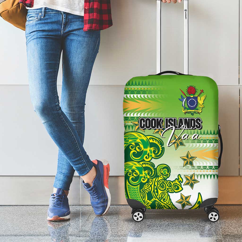 Cook Islands Va'a Race Luggage Cover Te Tatau Tattoos Sporty Style Green-White Color LT03 - Polynesian Pride