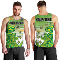 Personalised Cook Islands Va'a Race Men Tank Top Te Tatau Tattoos Sporty Style Green-White Color LT03 - Polynesian Pride