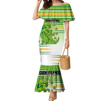 Personalised Cook Islands Va'a Race Mermaid Dress Te Tatau Tattoos Sporty Style Green-White Color LT03 Women Green - Polynesian Pride