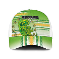 Cook Islands Va'a Race Mesh Trucker Cap Te Tatau Tattoos Sporty Style Green-White Color - Polynesian Pride