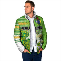 Personalised Cook Islands Va'a Race Padded Jacket Te Tatau Tattoos Sporty Style Green-White Color LT03 - Polynesian Pride