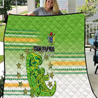 Cook Islands Va'a Race Quilt Te Tatau Tattoos Sporty Style Green-White Color LT03 Green - Polynesian Pride