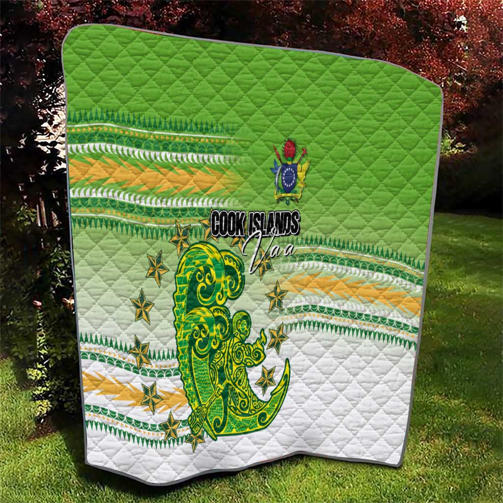 Cook Islands Va'a Race Quilt Te Tatau Tattoos Sporty Style Green-White Color LT03 - Polynesian Pride