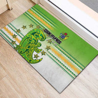 Cook Islands Va'a Race Rubber Doormat Te Tatau Tattoos Sporty Style Green-White Color LT03 - Polynesian Pride