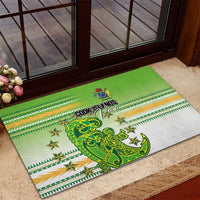 Cook Islands Va'a Race Rubber Doormat Te Tatau Tattoos Sporty Style Green-White Color LT03 - Polynesian Pride