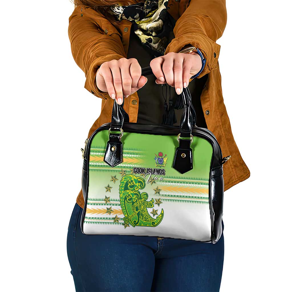 Cook Islands Va'a Race Shoulder Handbag Te Tatau Tattoos Sporty Style Green-White Color LT03 One Size Green - Polynesian Pride