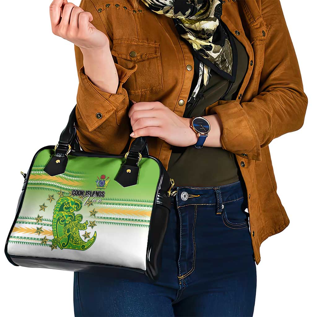 Cook Islands Va'a Race Shoulder Handbag Te Tatau Tattoos Sporty Style Green-White Color LT03 - Polynesian Pride
