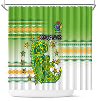 Cook Islands Va'a Race Shower Curtain Te Tatau Tattoos Sporty Style Green-White Color LT03 Green - Polynesian Pride