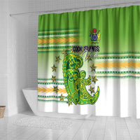 Cook Islands Va'a Race Shower Curtain Te Tatau Tattoos Sporty Style Green-White Color LT03 - Polynesian Pride