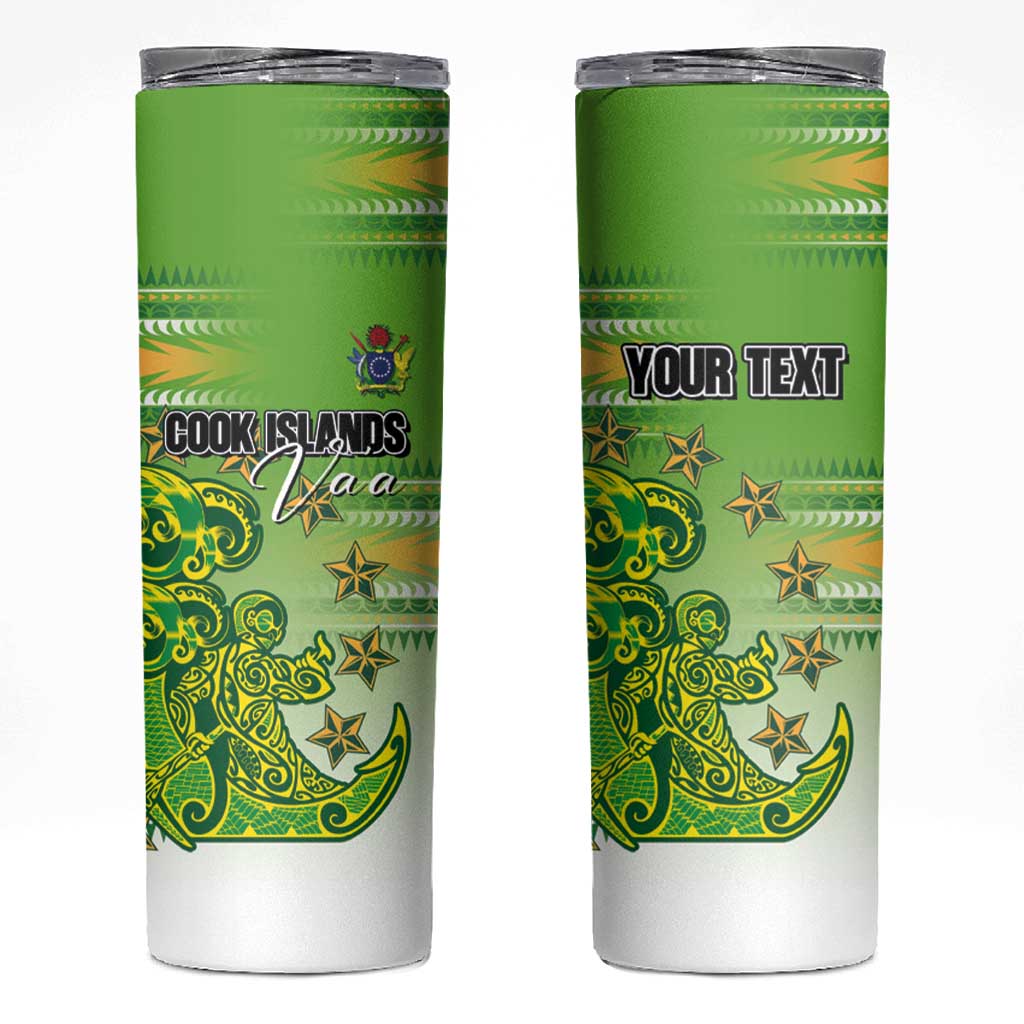 Personalised Cook Islands Va'a Race Skinny Tumbler Te Tatau Tattoos Sporty Style Green-White Color LT03 Green - Polynesian Pride