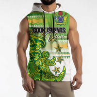 Personalised Cook Islands Va'a Race Sleeveless Hoodie Te Tatau Tattoos Sporty Style Green-White Color LT03 - Polynesian Pride