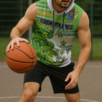 Personalised Cook Islands Va'a Race Sleeveless Hoodie Te Tatau Tattoos Sporty Style Green-White Color LT03 - Polynesian Pride