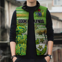 Personalised Cook Islands Va'a Race Sleeveless Puffer Jacket Te Tatau Tattoos Sporty Style Green-White Color LT03 - Polynesian Pride